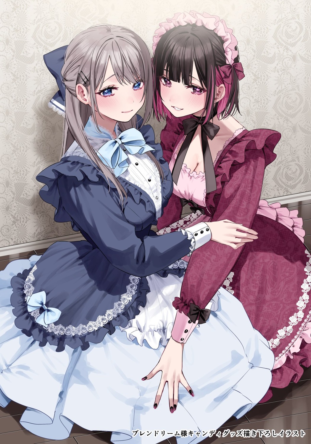 chigusa_minori cleavage dress lolita_fashion saotome_shino_(shino_to_ren) shino_to_ren shirayuki_ren yuri