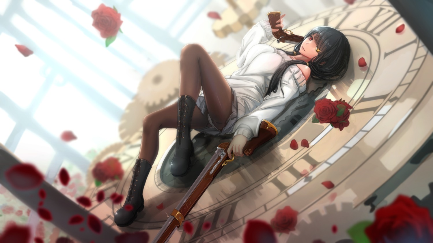 date_a_live gun heterochromia kikivi pantsu pantyhose sweater tokisaki_kurumi