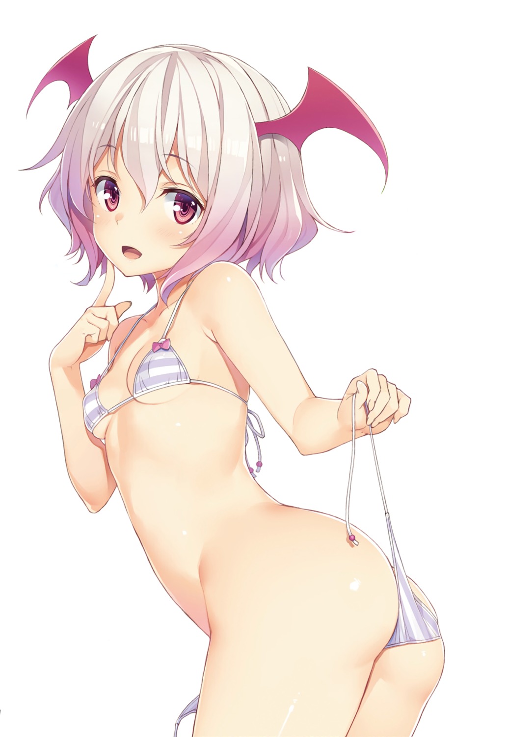 ano_orokamono_ni_mo_kyakkou_wo! ass bikini detexted kono_subarashii_sekai_ni_shukufuku_wo! loli panty_pull shinjin_succubus_(kono_subarashii_sekai_ni_shukufuku_wo!) swimsuits underboob undressing wings yuuki_hagure