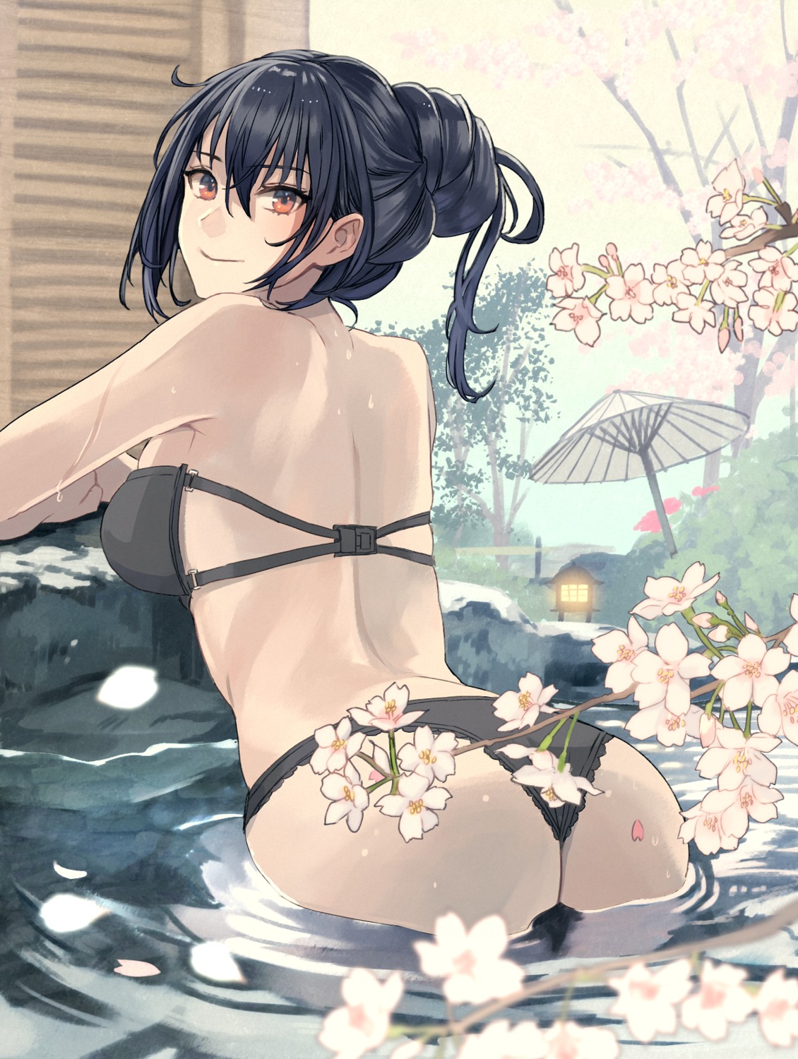 ass bikini kantai_collection kasumi_(skchkko) nagato_(kancolle) swimsuits thong wet