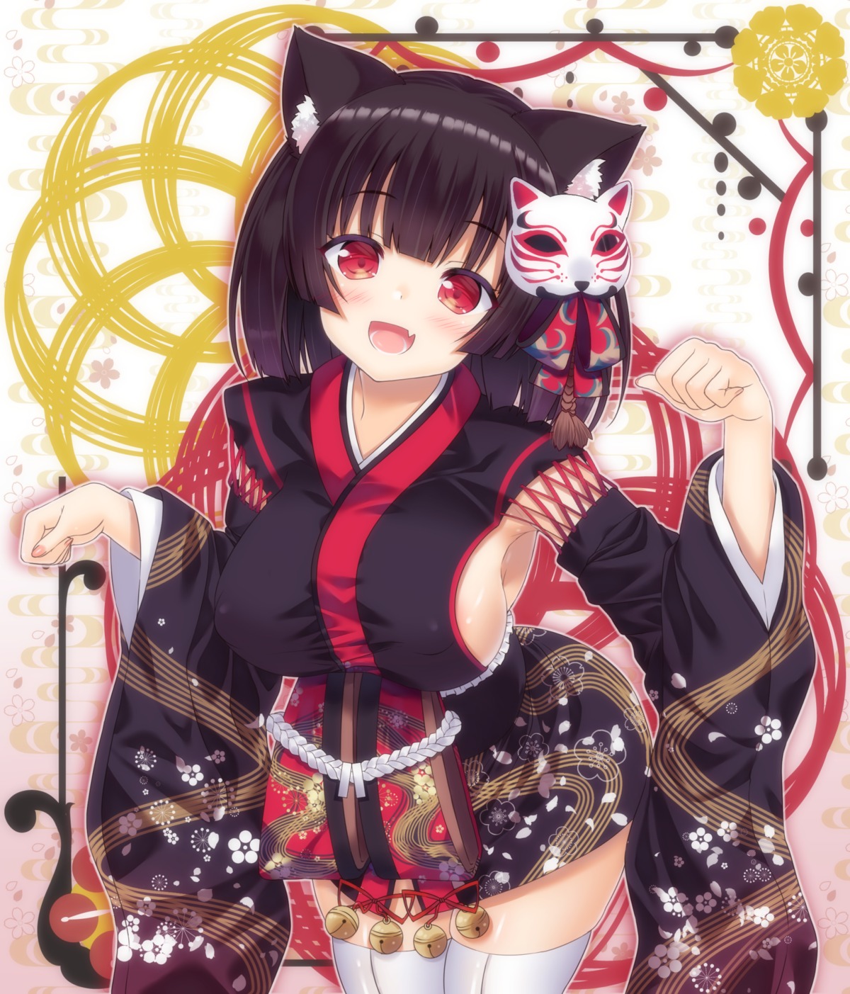 animal_ears azur_lane japanese_clothes kisshii thighhighs yamashiro_(azur_lane)