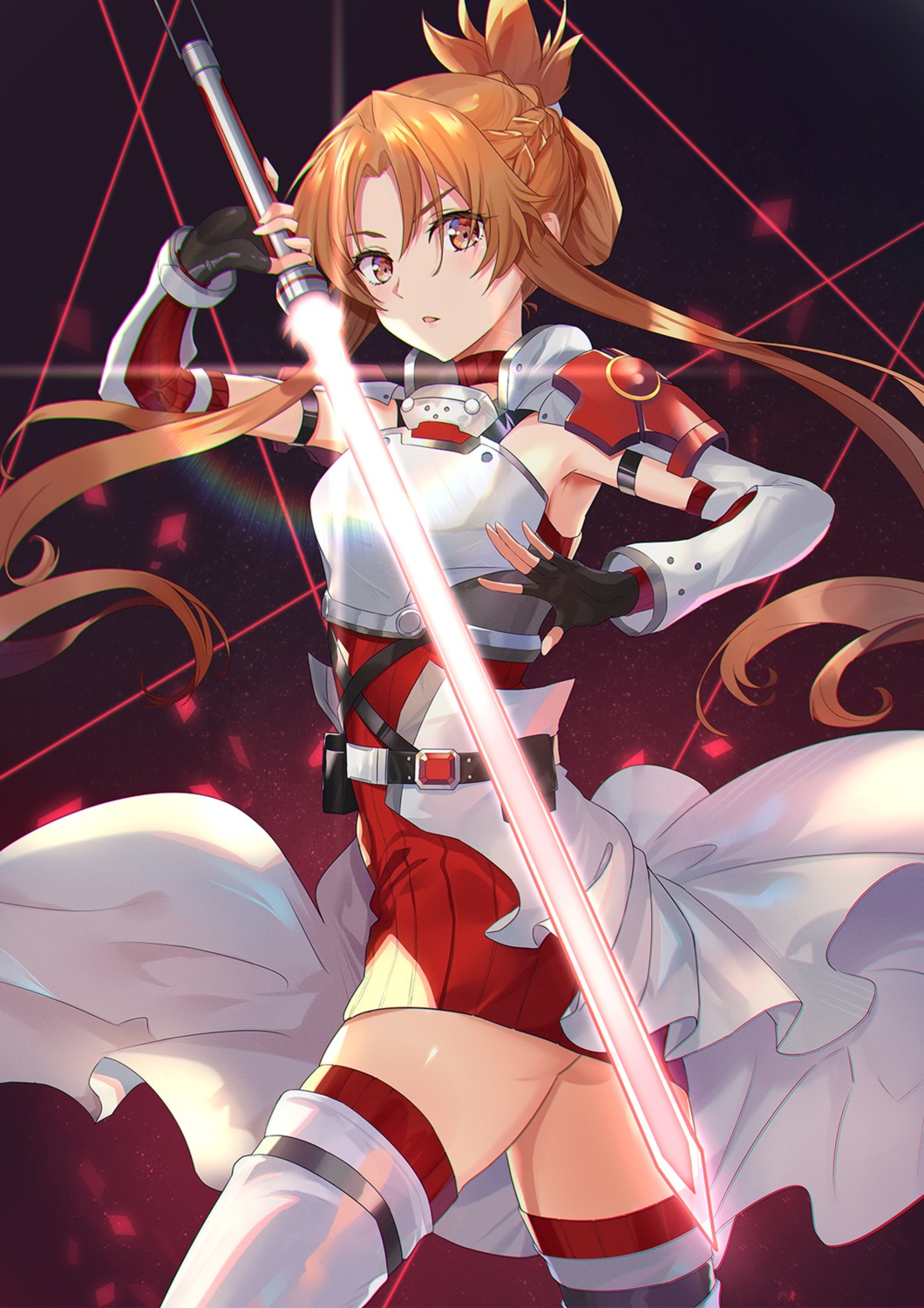 armor ass asuna_(sword_art_online) sword sword_art_online thighhighs yongheng_zhi_wu