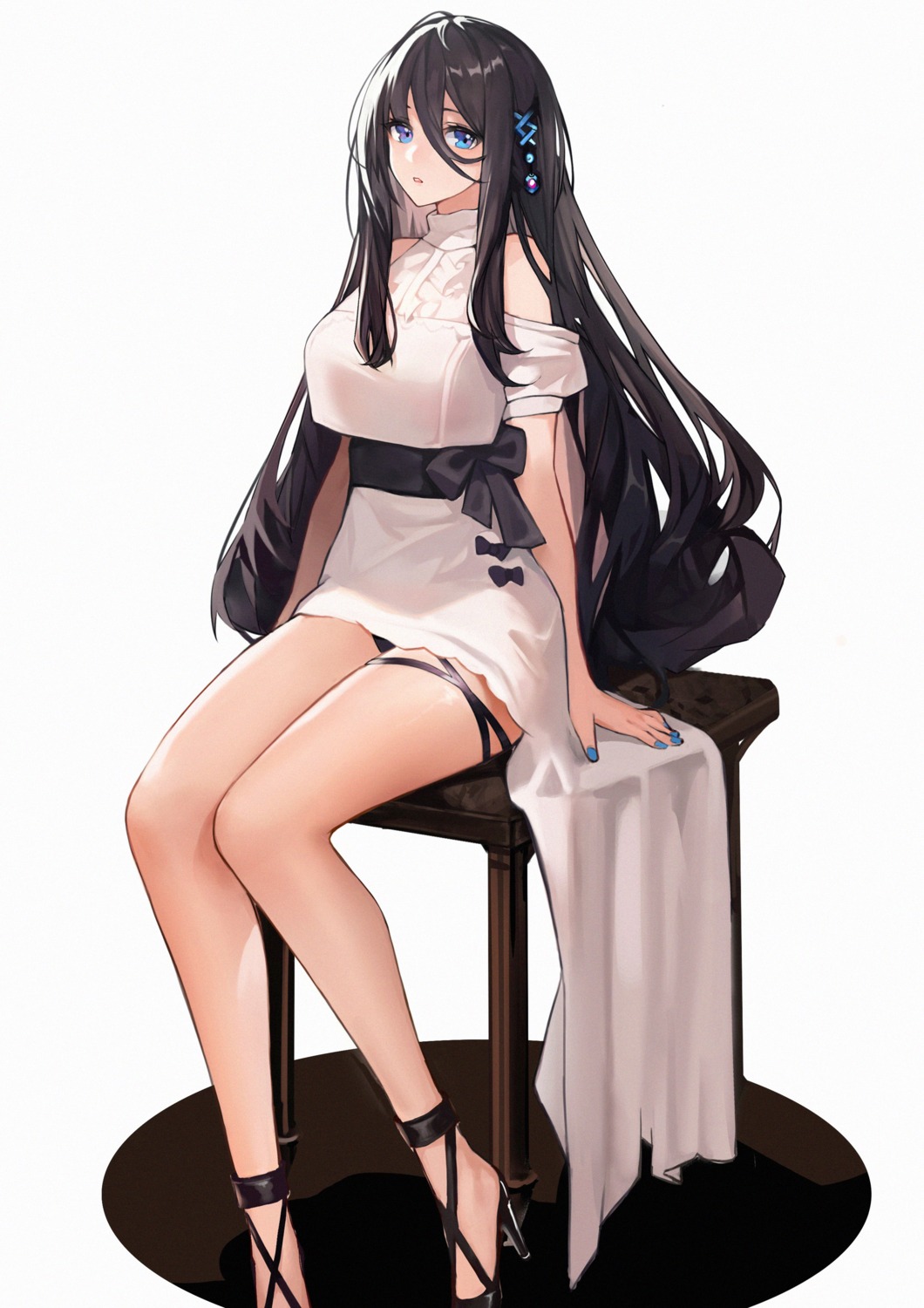 dress heels pantsu see_through skirt_lift yi_(saver5607)