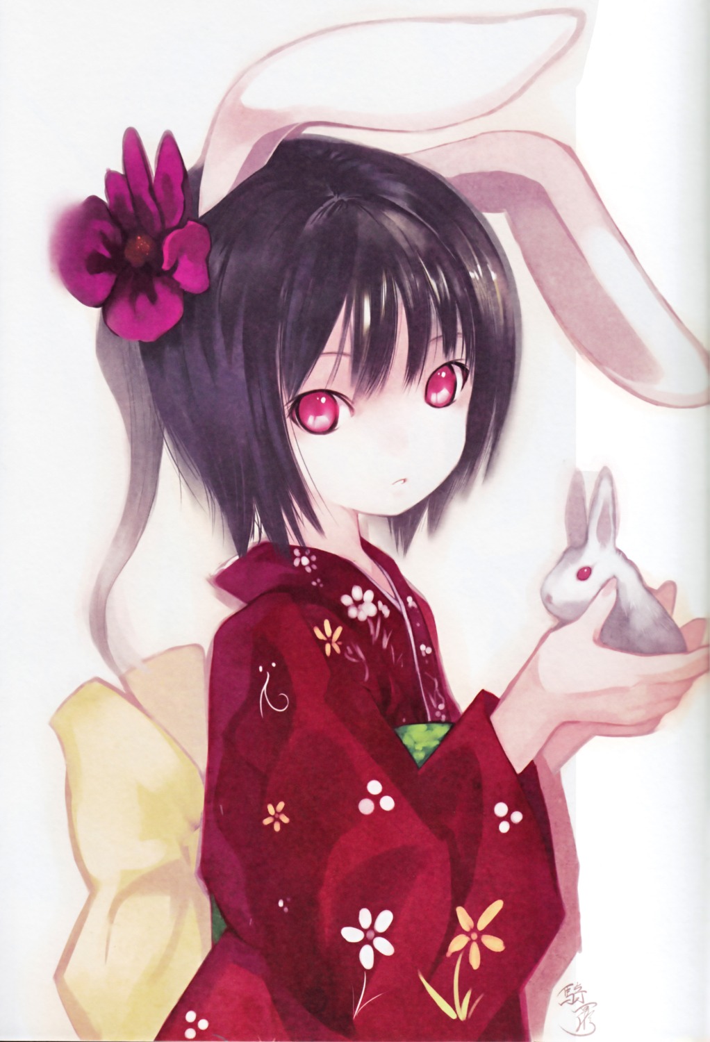 animal_ears bunny_ears inaba_tewi kimono kiran touhou