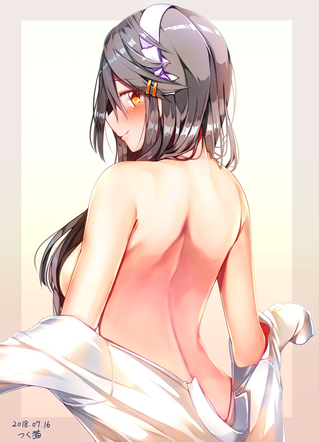 haruna_(kancolle) kantai_collection no_bra open_shirt tsukui_kachou