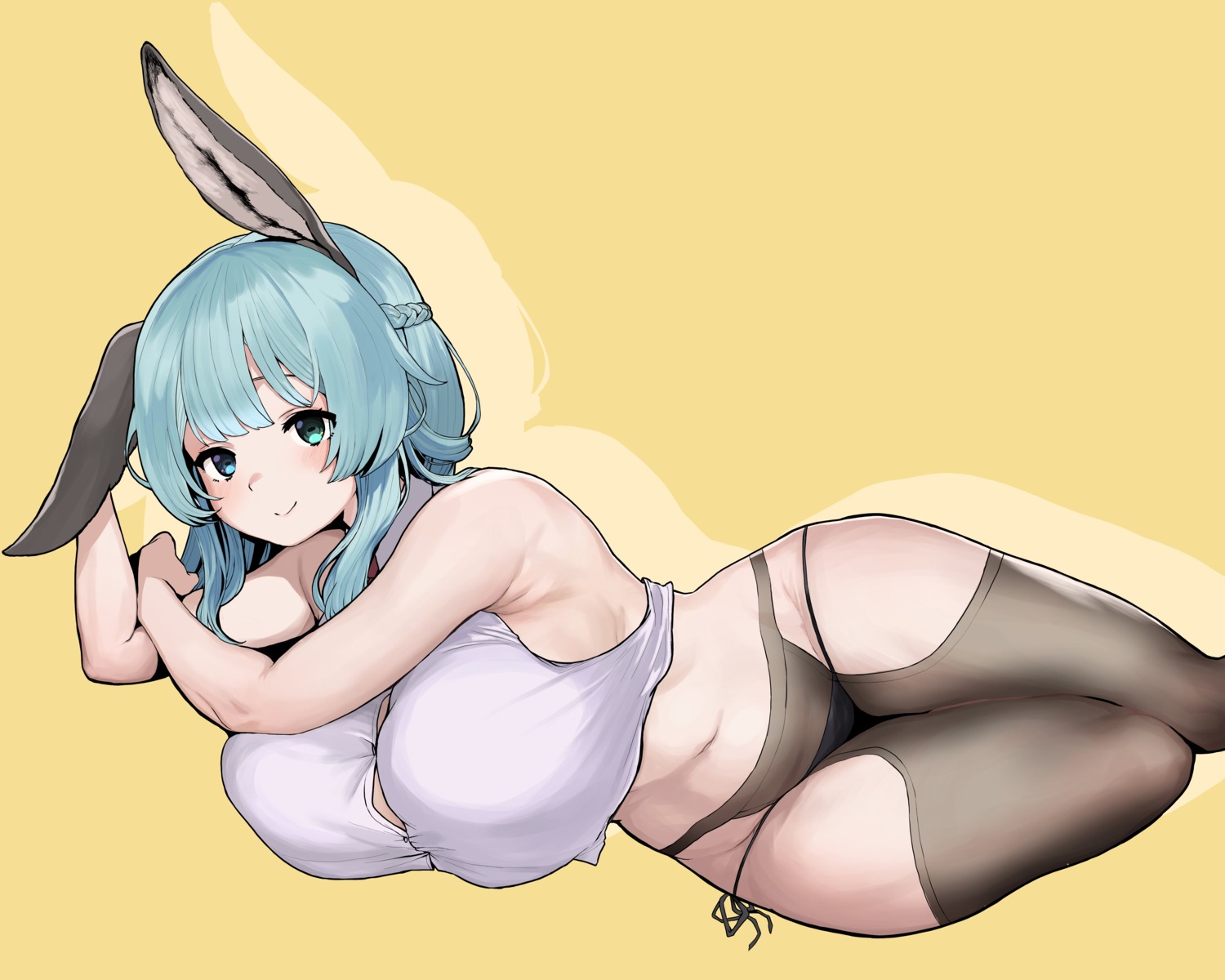 animal_ears chroong no_bra open_shirt pantsu pantyhose string_panties