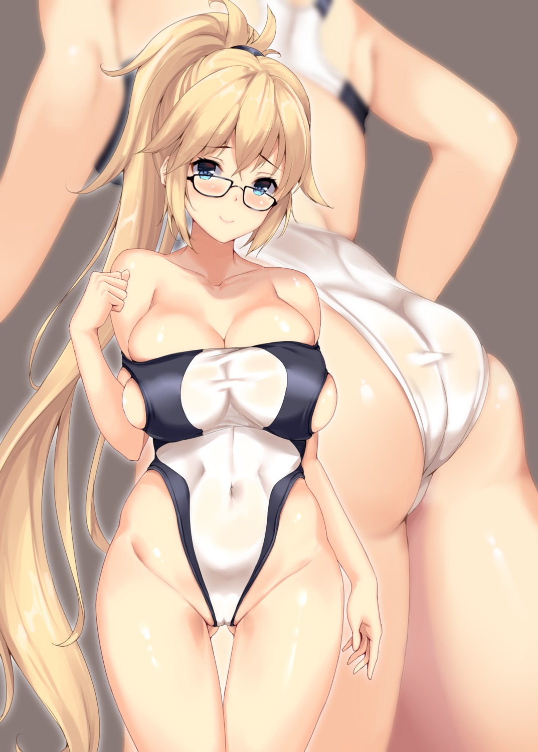 ass cameltoe fate/grand_order fukuda_shuushi jeanne_d'arc jeanne_d'arc_(fate) megane swimsuits