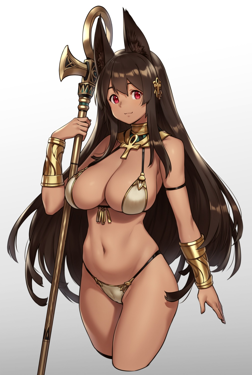 animal_ears anubis_(houtengeki) armor bikini houtengeki swimsuits weapon