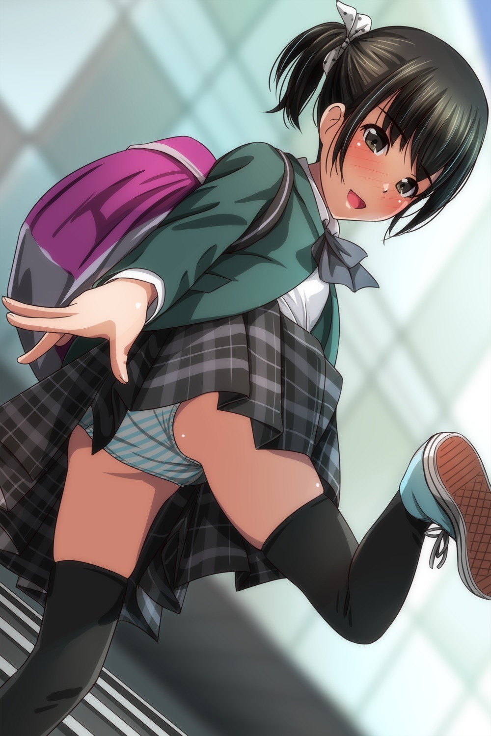 ass loli matsunaga_kouyou pantsu seifuku shimapan skirt_lift thighhighs