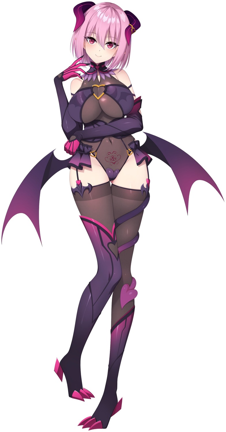 casket devil horns leotard see_through stockings tattoo thighhighs wings yu-ta