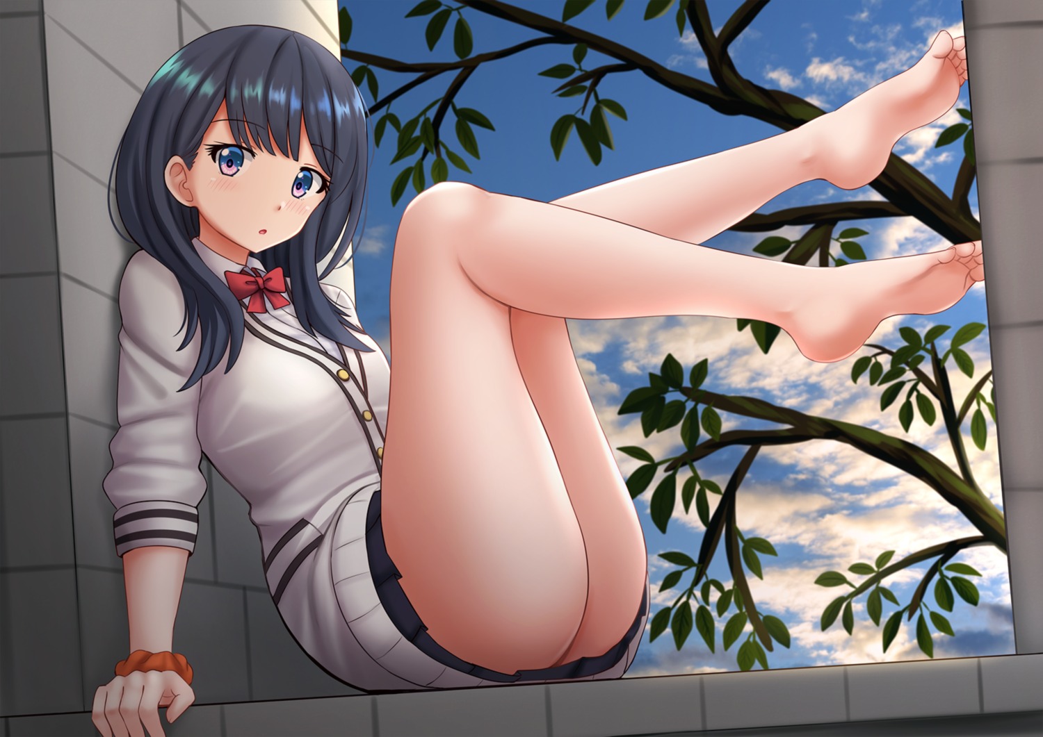 ass feet kazenokaze seifuku ssss.gridman sweater takarada_rikka