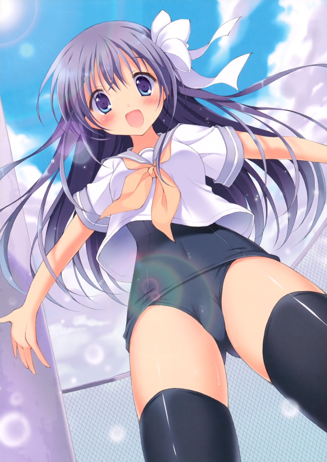 pan pan_no_mimi school_swimsuit seifuku swimsuits thighhighs