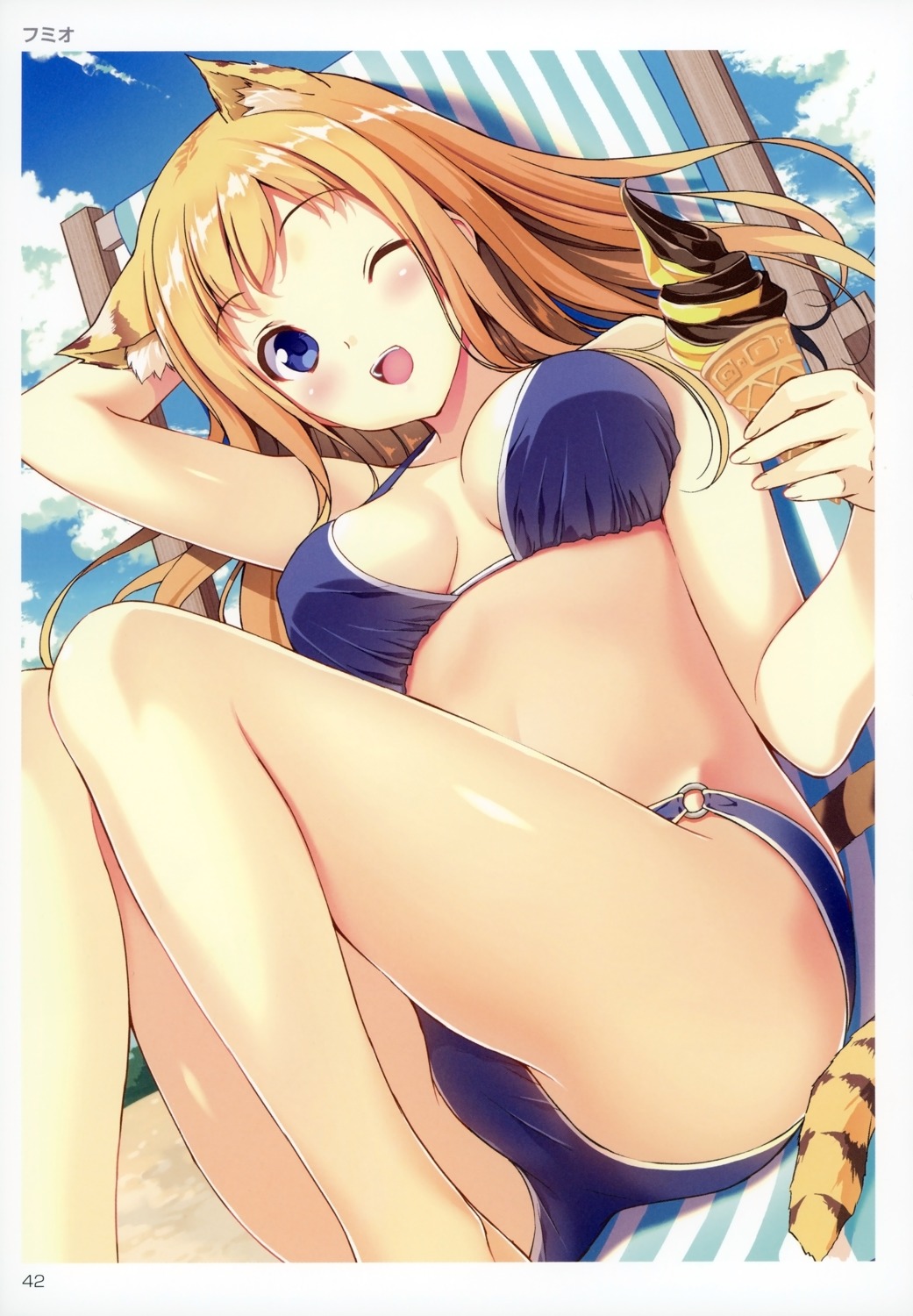 animal_ears bikini cleavage fumio swimsuits tail toranoana