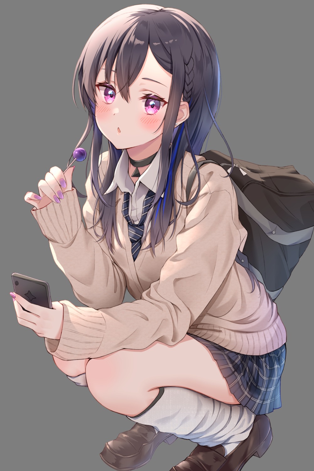 ichinose_uruha lupinus_virtual_games seifuku skirt_lift sweater toki_(toki_ship8) transparent_png vspo!