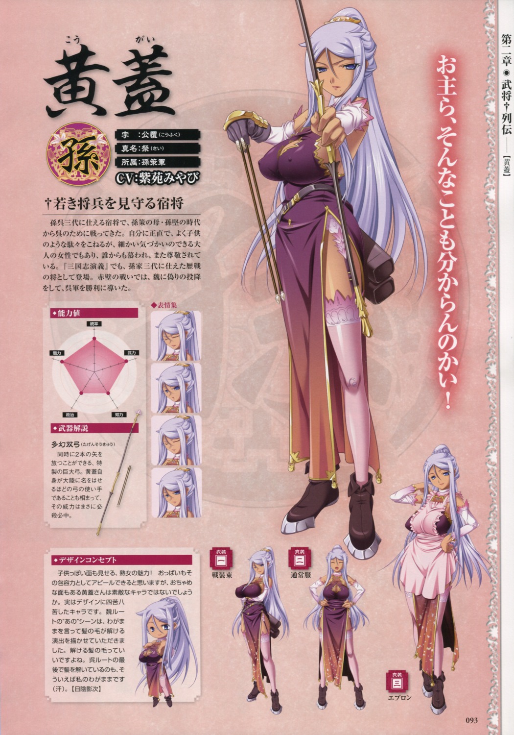 asian_clothes baseson character_design chibi erect_nipples expression koihime_musou kougai profile_page thighhighs weapon