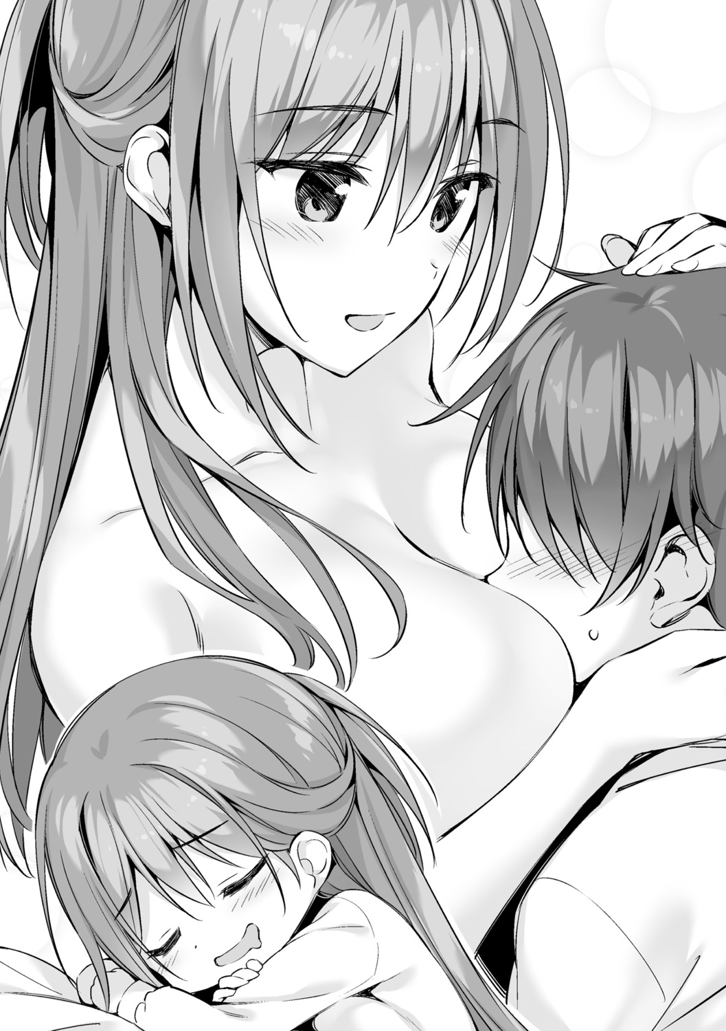 boku_no_kanojo_sensei fujiki_maka monochrome oryou saigi_makoto topless