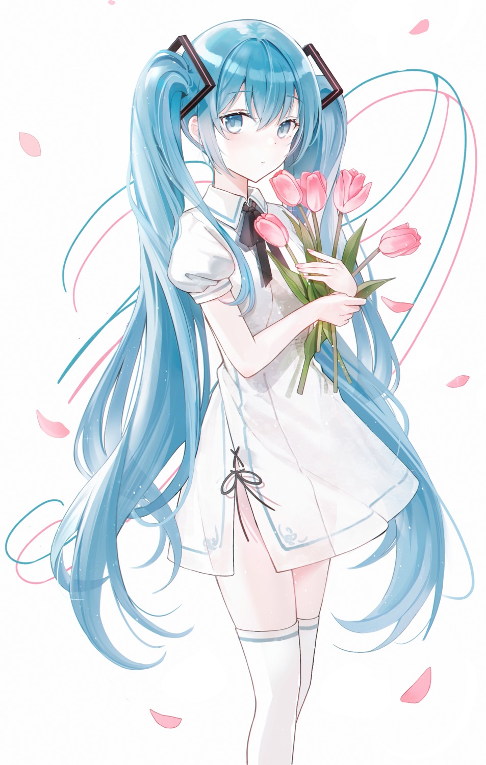 dress hatsune_miku iren see_through thighhighs vocaloid