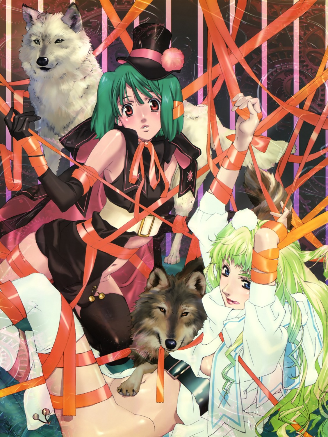 bondage bottomless ebata_risa lolita_fashion macross macross_frontier ranka_lee sheryl_nome thighhighs