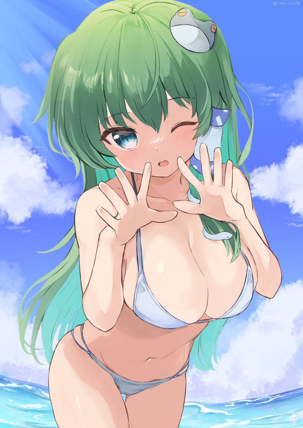 bikini kochiya_sanae ramudia_(lamyun) swimsuits touhou