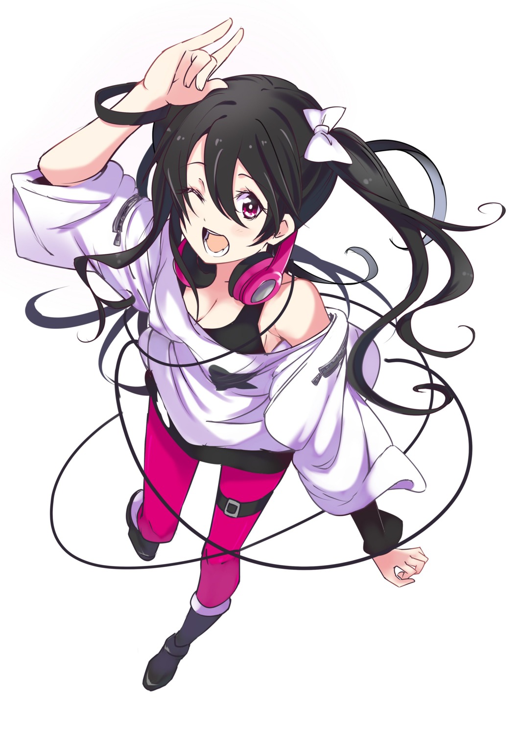 bunbun_(midukikome) cleavage garter headphones love_live! pantyhose yazawa_nico