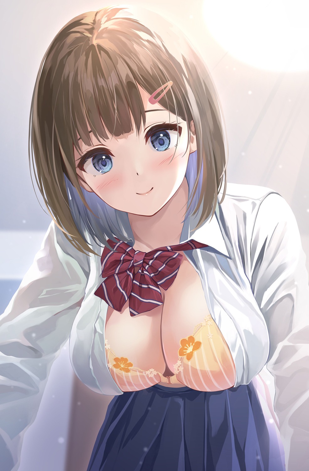 bra cleavage open_shirt pasdar seifuku