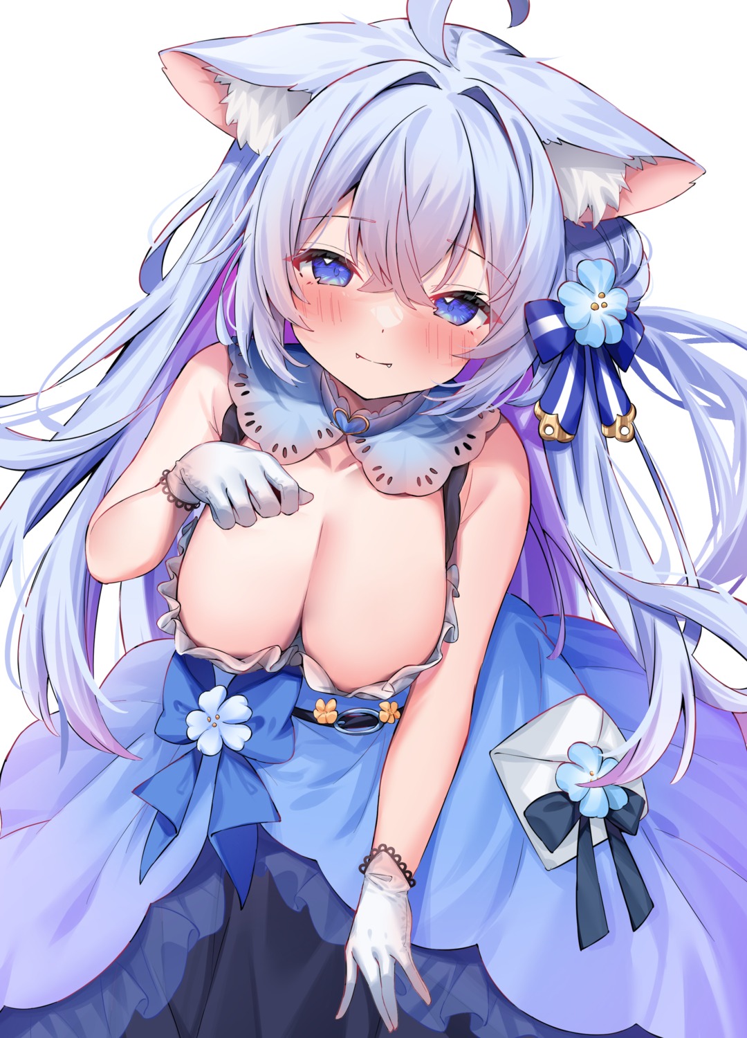 animal_ears dress leafpie_zaurus nanase_nagi no_bra