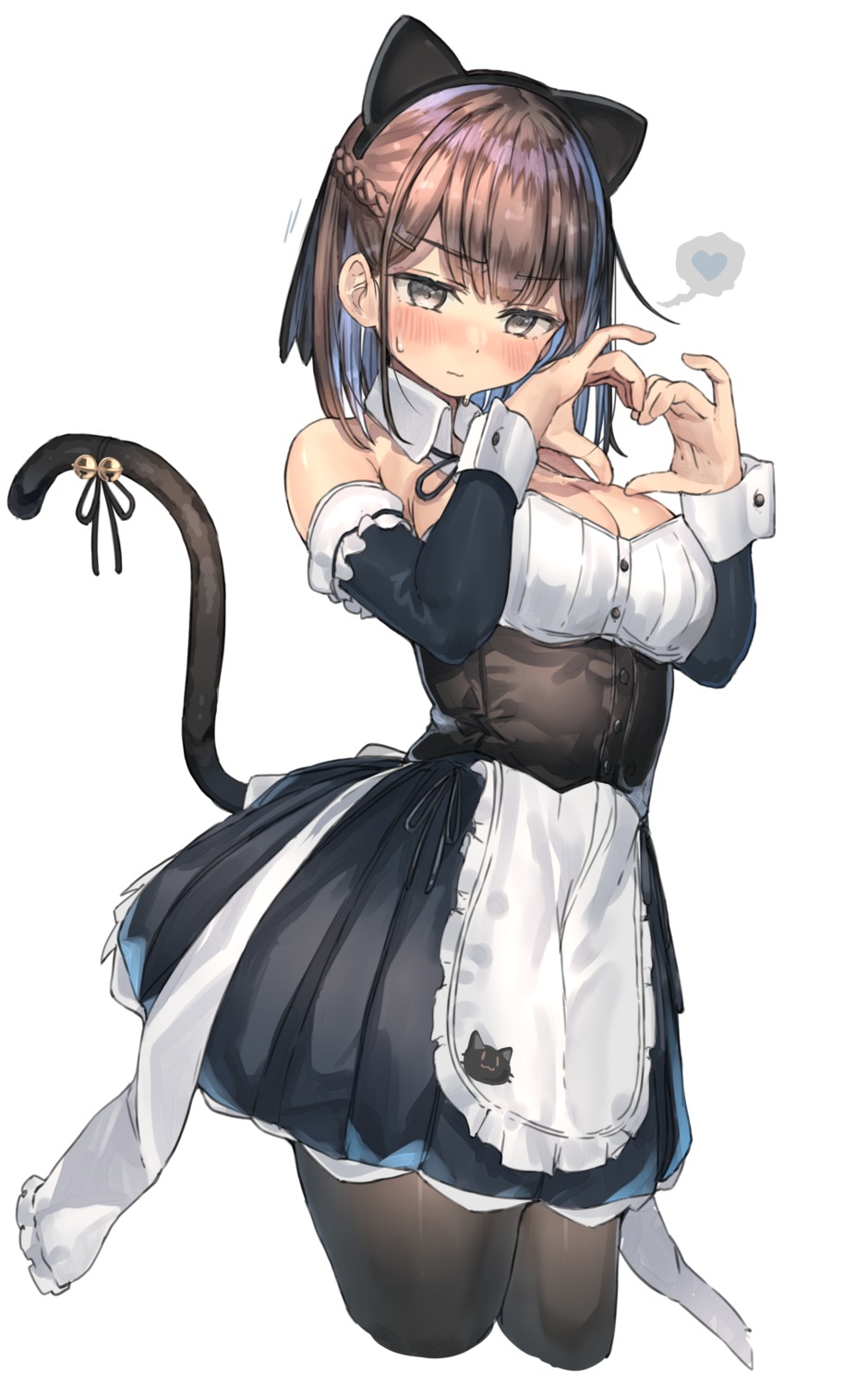 animal_ears cleavage maid nekomimi pantyhose ranf tail