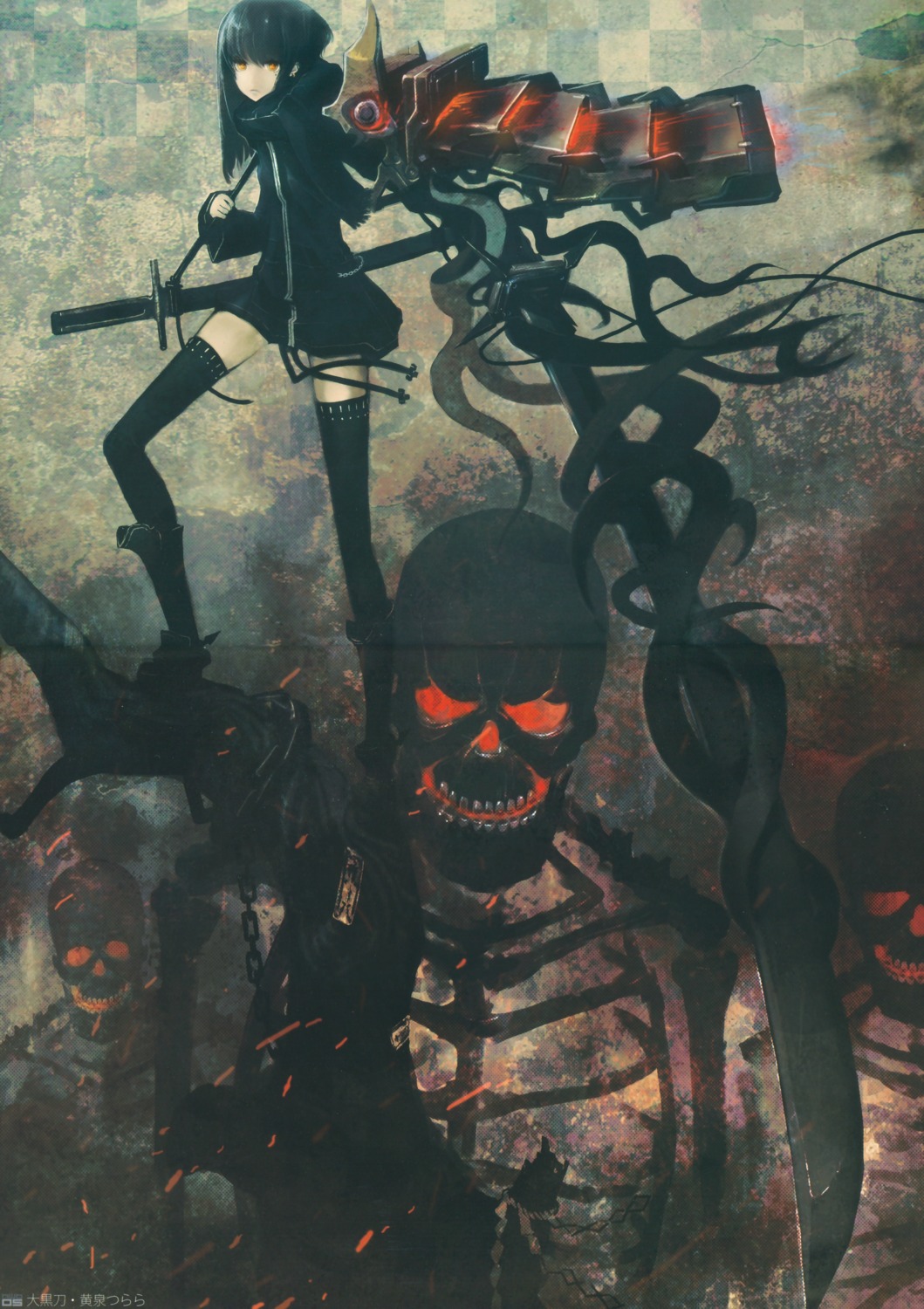 black_rock_shooter crease huke sword thighhighs underworld_icicle vocaloid