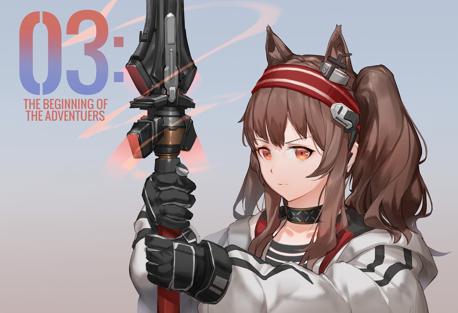 angelina_(arknights) animal_ears arknights luomo weapon