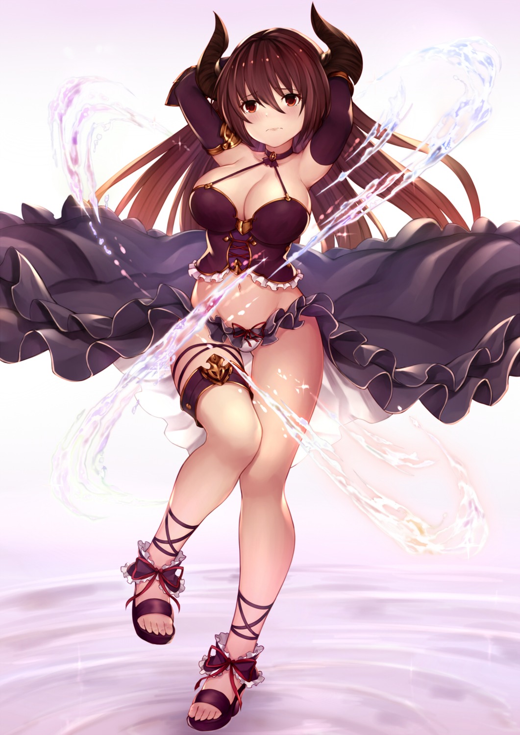 cleavage forte_(shingeki_no_bahamut) garter heels horns pak_ce pantsu shingeki_no_bahamut