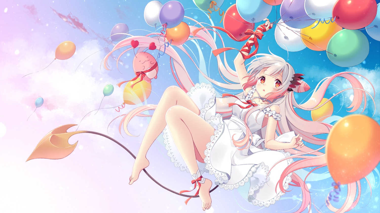 dress honey_strap nagino_shizuku nanashi_inc. skirt_lift suou_patra tail wallpaper