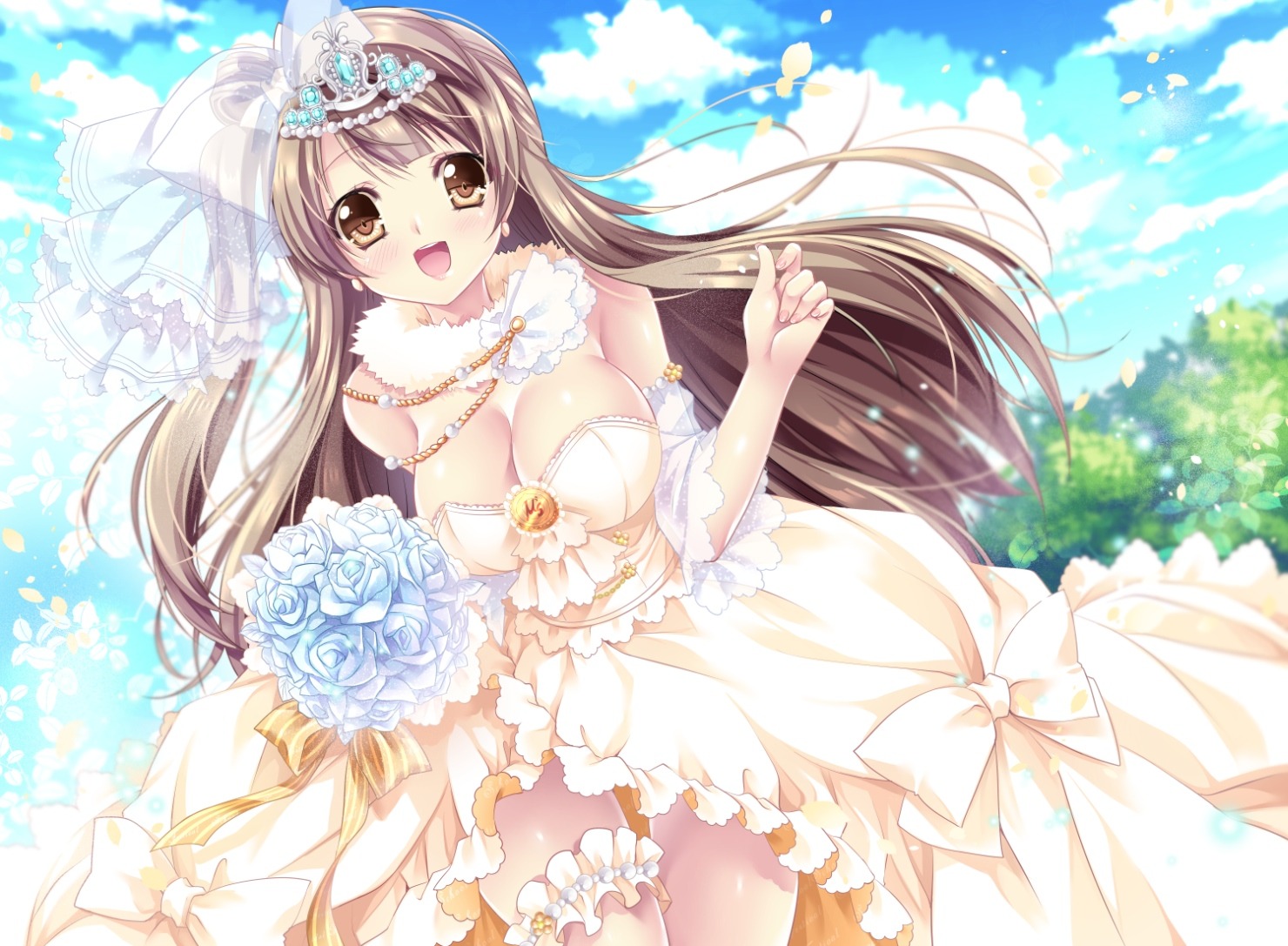 cleavage dress garter love_live! minami_kotori sakurano_ruu wedding_dress