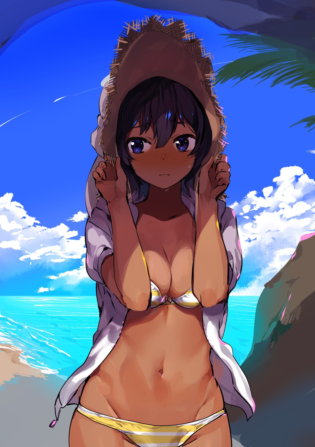 bikini cleavage konbu_wakame open_shirt swimsuits