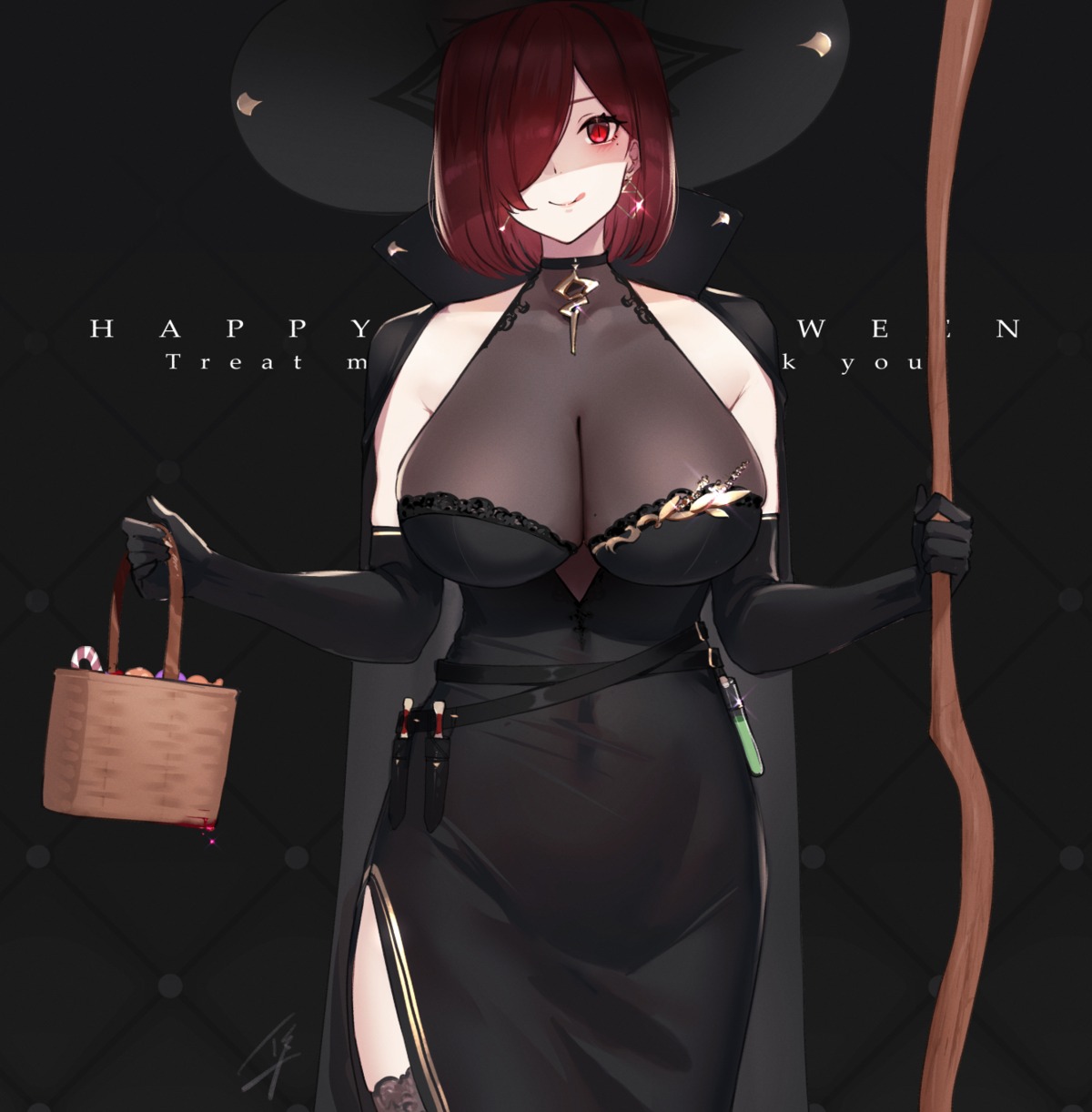 dress halloween hayabusa no_bra see_through witch