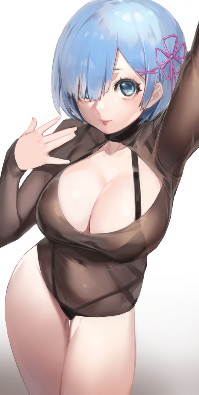 bikini jam_(nandade) re_zero_kara_hajimeru_isekai_seikatsu rem_(re_zero) see_through swimsuits