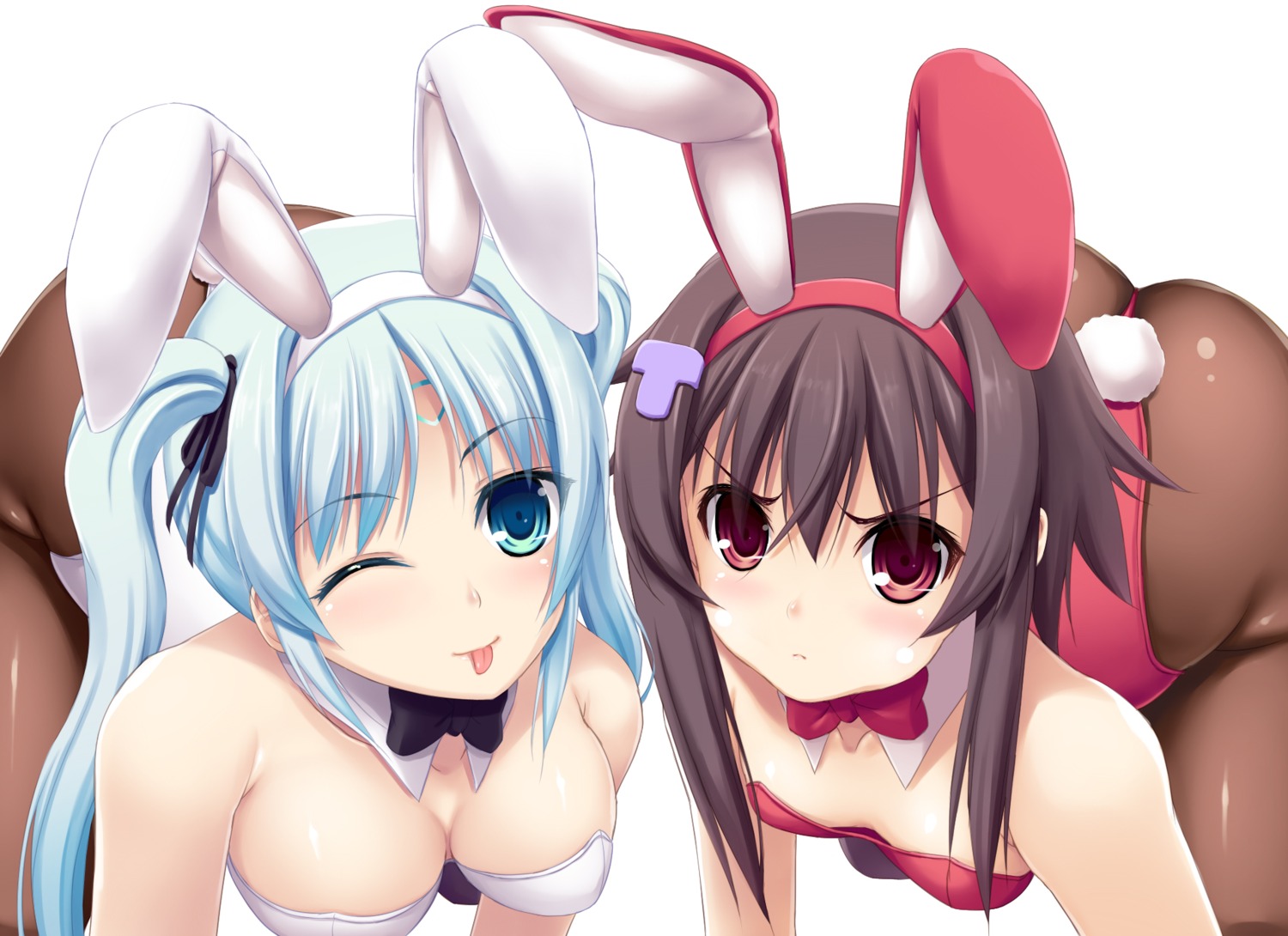 animal_ears bunny_ears bunny_girl cleavage fujirin pantyhose