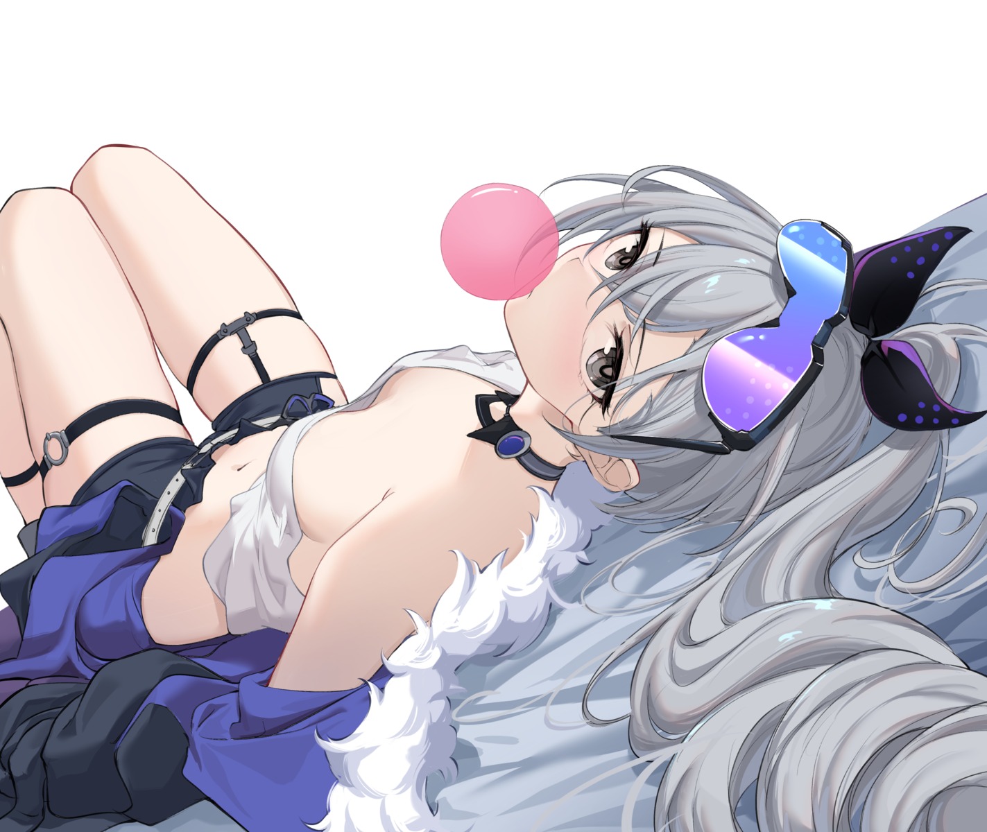 feint721 garter honkai:_star_rail megane no_bra silver_wolf_(honkai:_star_rail)