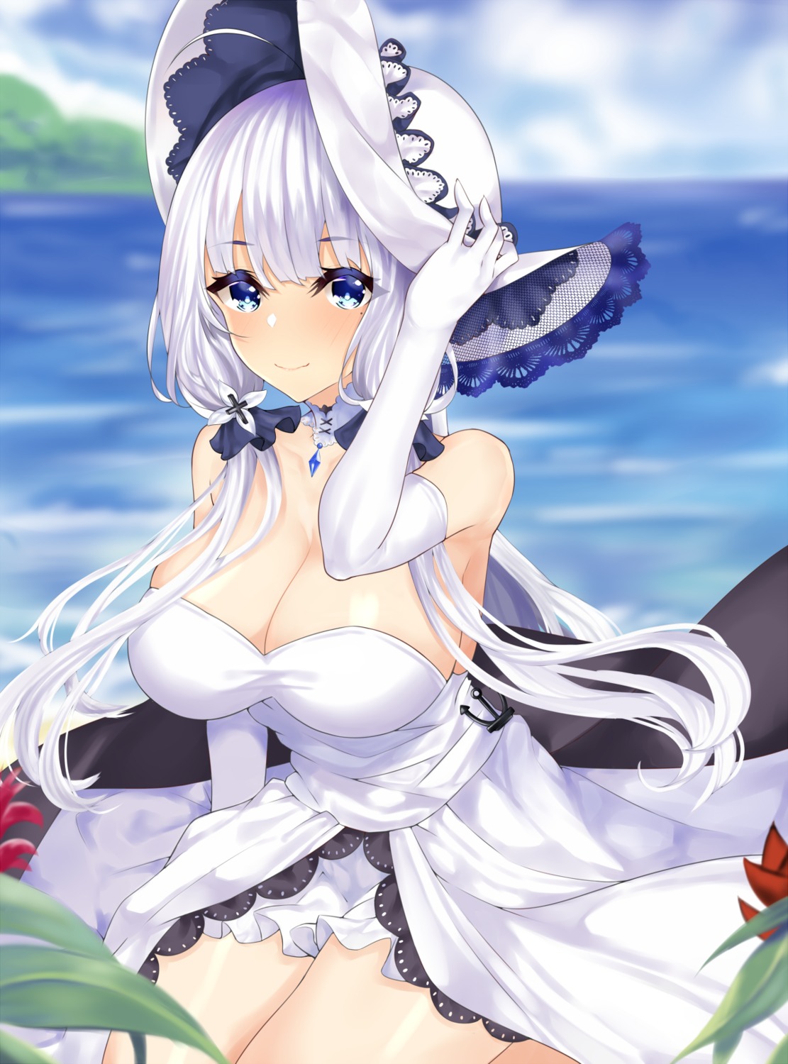 azur_lane cleavage dress error_dot illustrious_(azur_lane)