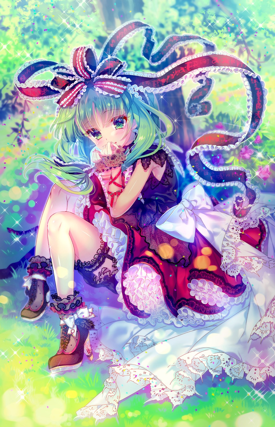 amo dress garter heels kagiyama_hina lolita_fashion touhou