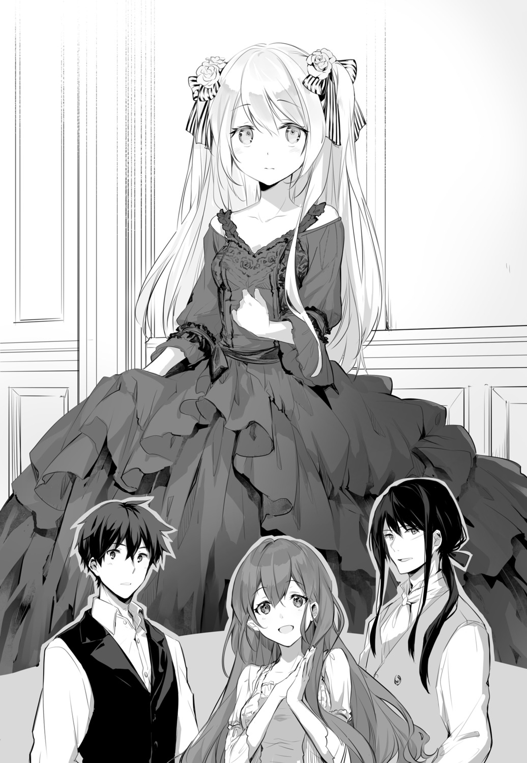 dress kei_(k_tmr) monochrome uchi_no_musume_no_tame_naraba_ore_wa_moshikashitara_maou_mo_taoseru_kamo_shirenai.