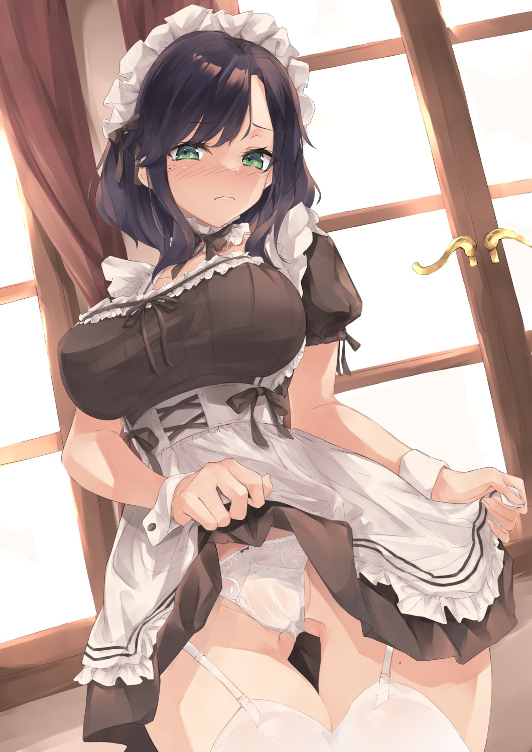 cameltoe maid pantsu see_through skirt_lift stockings sutetete thighhighs