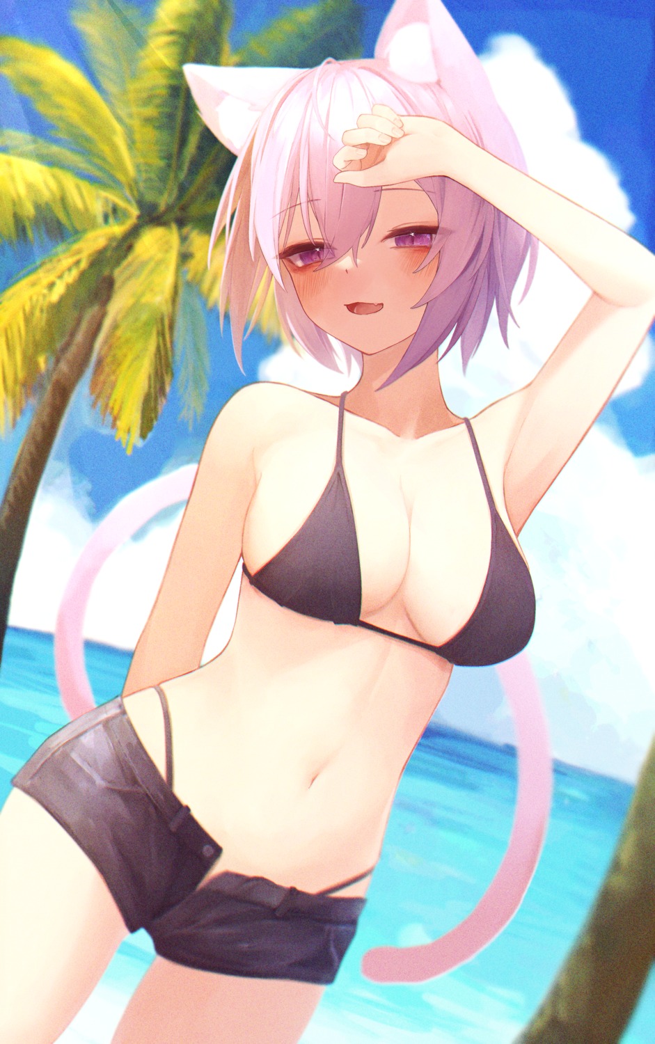 animal_ears bikini hololive hololive_gamers nanome_to nekomata_okayu nekomimi swimsuits tail