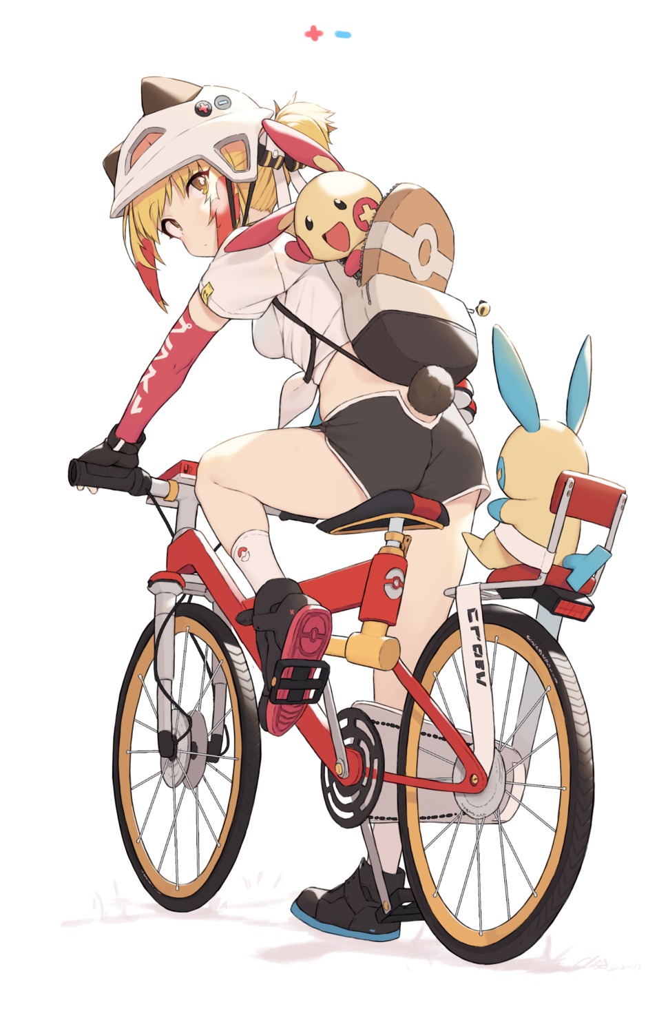 animal_ears ass bike_shorts cloba minun nekomimi plusle pokemon tail