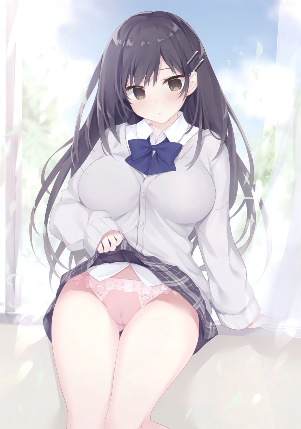 cameltoe miko_92 pantsu seifuku skirt_lift sweater