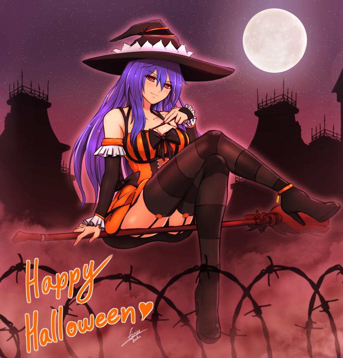 airisubaka choujigen_game_neptune cleavage dress halloween heels iris_heart pantsu stockings thighhighs witch