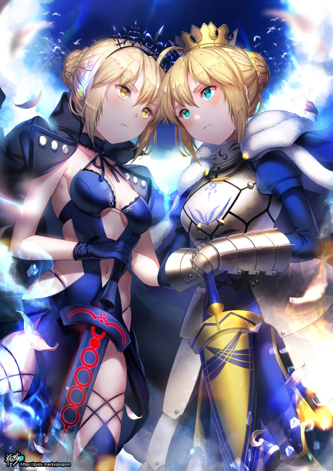 armor cleavage dress fate/grand_order fate/stay_night kyjsogom saber saber_alter sword thighhighs