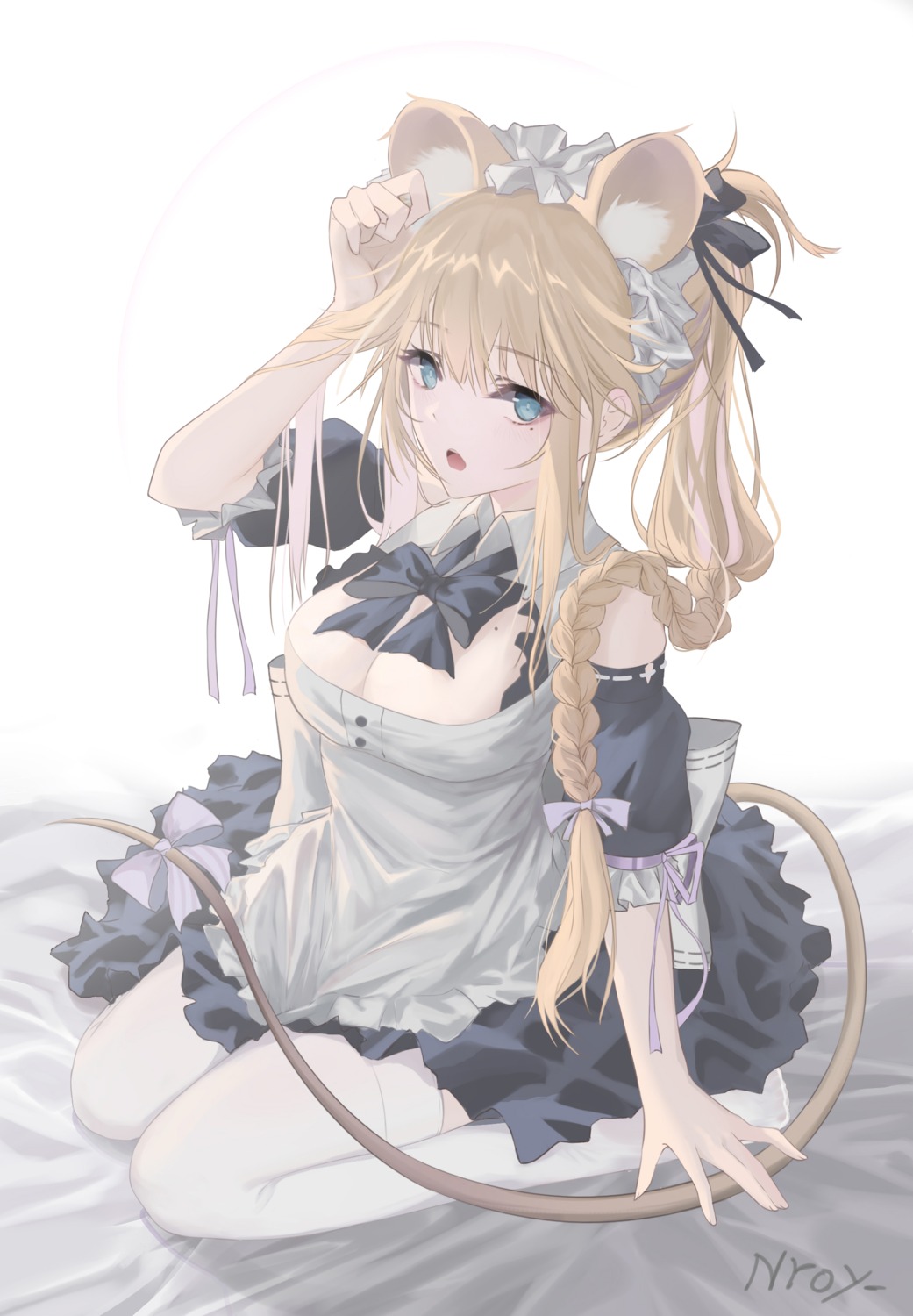 animal_ears maid no_bra nroy- tail thighhighs