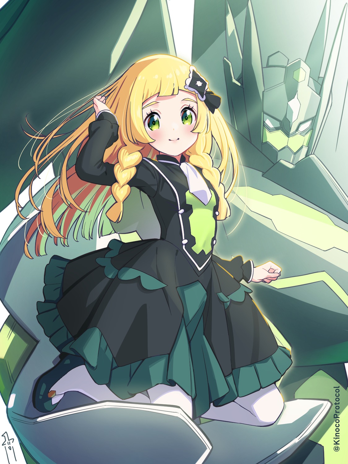 dress gothic_lolita heels kinocopro lillie_(pokemon) lolita_fashion mecha pantyhose pokemon pokemon_sm pokemon_usum