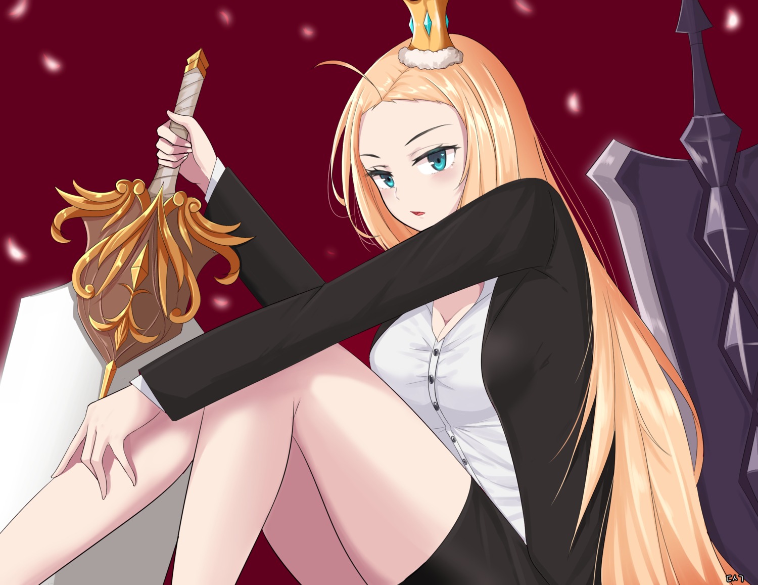business_suit charlotte_(epic7) cleavage epic7 sword twomoon
