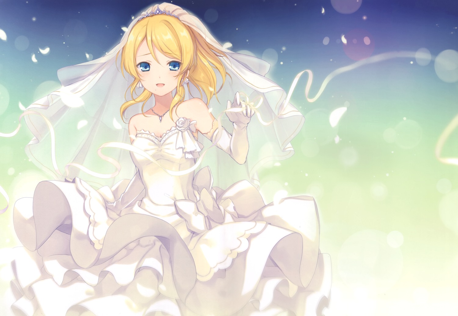 6u ayase_eli cleavage dress eternal_land love_live! wedding_dress